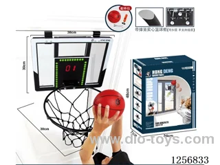 38*30CM Glowing Scoreboard Transparent Hanging Basketball Backboard (Solid 25CM Spring Ring) (Includes 20CM Basketball) Iron Hook