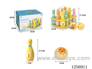 10 pins with net rack (animal + number designs) + 2 balls