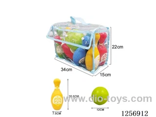 10 pins (animal + number designs) + 1 blow-molded ball