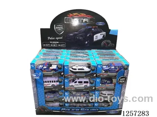 1:64 Alloy Free-Wheel Police Car 8 mixed (48PCS)