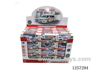 1:64 Alloy Free-Wheel Medical Vehicle 12 mixed (48PCS)