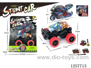 pull back Collision Deformation Car + Flintstone Motorcycle (3-Model Mixed Pack)