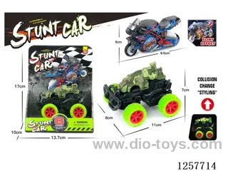 Military pull back Collision Deformation Car + Flintstone Motorcycle (2-Model Mixed Pack)