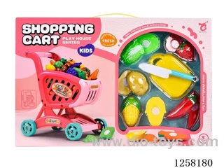 shopping cart+cutting fruits and vegetables