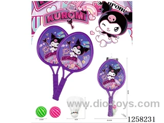 Extra large Kuromi racket with 2 ping pong balls + 1 badminton ball