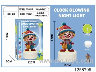 Glowing Clock Night Light - Clown