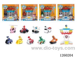 Pull Back dog car set 4 mixed