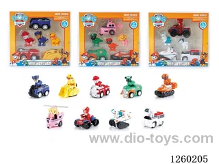 Pull Back dog car set 3 mixed