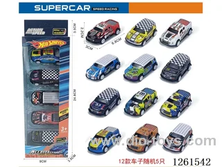 5PCS pull back tin car