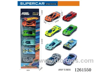5PCS free wheel alloy car