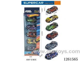 5PCS pull back tin car