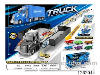 Transformable Folding American Container Truck (2 Alloy Dinosaur Cars)