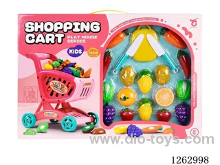 shopping cart + cuttable vegetables and fruits