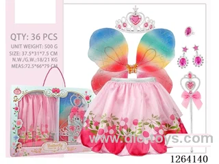 Flower Fairy Wings, Skirt, and Accessories Set