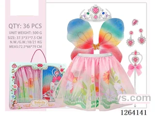 Flower Fairy Wings, Skirt, and Accessories Set