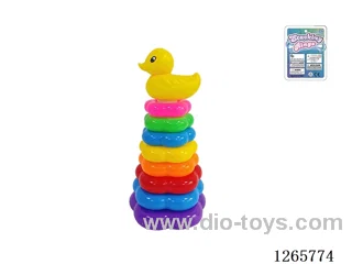 8-Layer Floral Rainbow Stackable Rings (Big Yellow Duck)