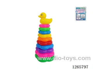 10-Layer Floral Rainbow Stackable Rings (Big Yellow Duck)