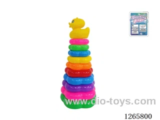 10-Layer Floral Rainbow Stackable Rings (Doodle Duck)