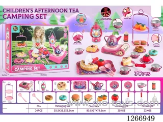 38PCS Tinplate Tea Set W L/M/Spray not included battery