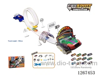 16 pcs DIY Launching Soft Track Car - 150cm Tin Free Wheel Car