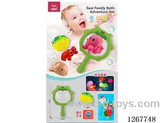 Motion-Activated Light-Up Water Play Rubber Animals (5pcs)included battery