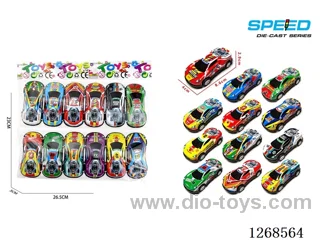 12PCS pull back tin car