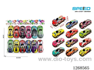 12PCS pull back tin car
