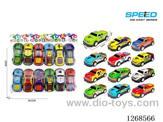 12PCS pull back tin car