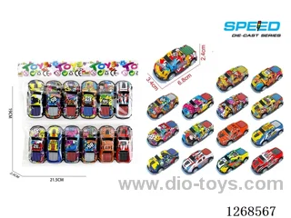 12PCS pull back tin car