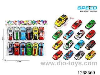 12PCS pull back tin car
