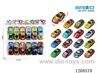 12PCS pull back tin car