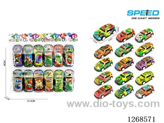 12PCS pull back tin car