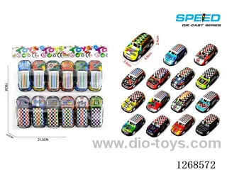 12PCS pull back tin car