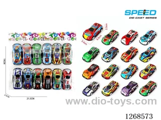 12PCS pull back tin car