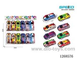 12PCS pull back tin car