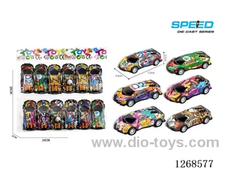 12PCS pull back tin car