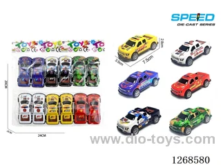 12PCS pull back tin car