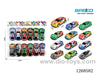 12PCS pull back tin car