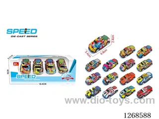 4PCS pull back tin car