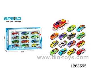 12PCS pull back tin car