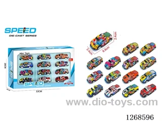 12PCS pull back tin car