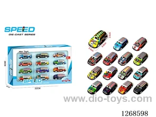 12PCS pull back tin car