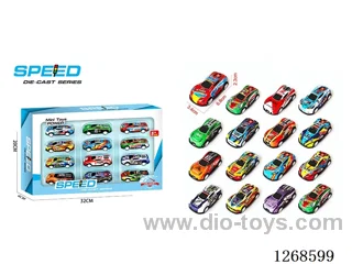 12PCS pull back tin car