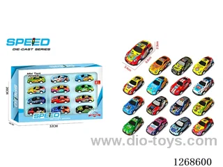 12PCS pull back tin car