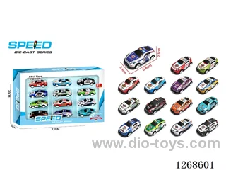 12PCS pull back tin car