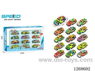 12PCS pull back tin car