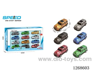 12PCS pull back tin car