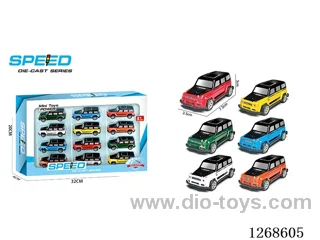 12PCS pull back tin car