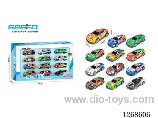 12PCS pull back tin car