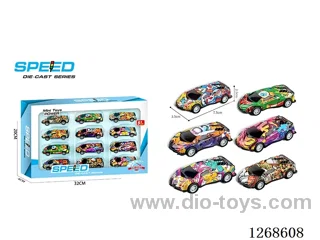 12PCS pull back tin car